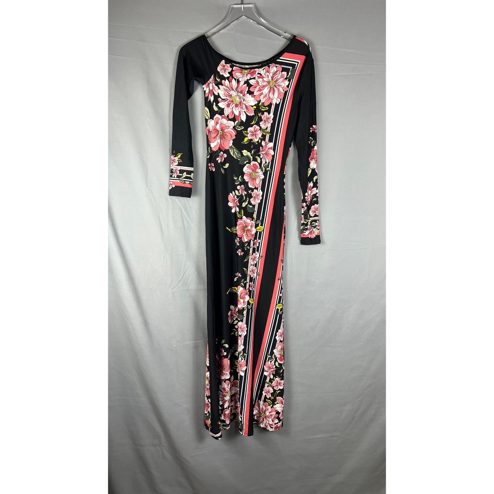 Venus One Shoulder Maxi Dress Womens XS Multi Floral Long Sleeve Party Cocktail